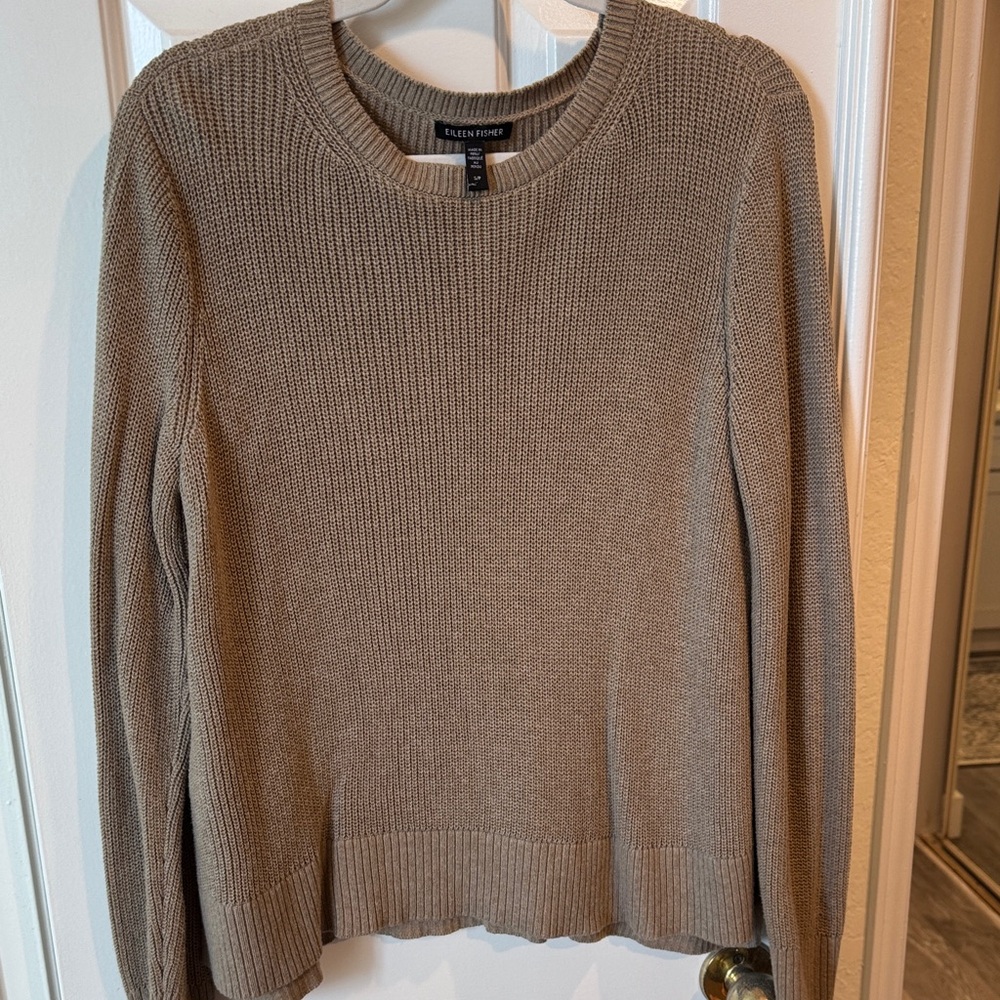 Eileen Fisher Women's Beige Crew Neck Sweater